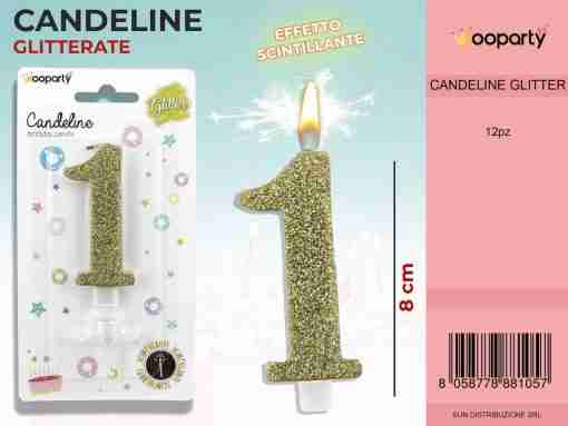 Candele Glitterate Oro 8cm N.1