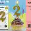 Candele Glitterate Oro 8cm N.2
