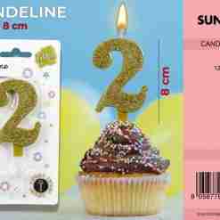 Candele Glitterate Oro 8cm N.2