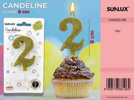 Candele Glitterate Oro 8cm N.2