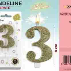 Candele Glitterate Oro 8cm N.3