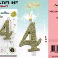 Candele Glitterate Oro 8cm N.4