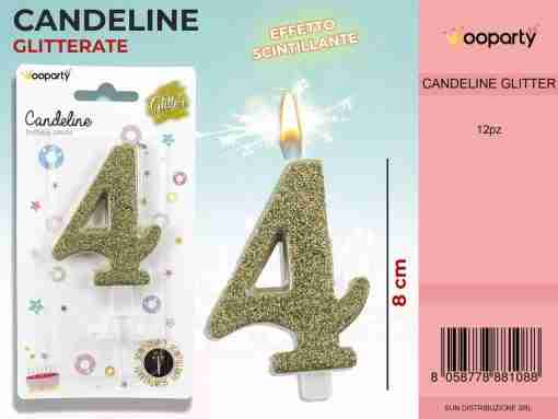 Candele Glitterate Oro 8cm N.4