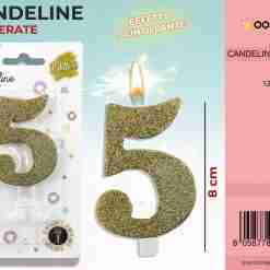 Candele Glitterate Oro 8cm N.5