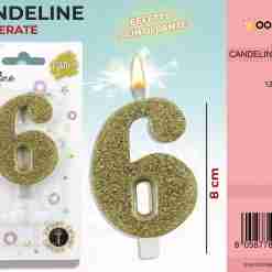 Candele Glitterate Oro 8cm N.6