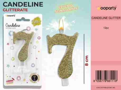Candele Glitterate Oro 8cm N.7