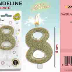 Candele Glitterate Oro 8cm N.8