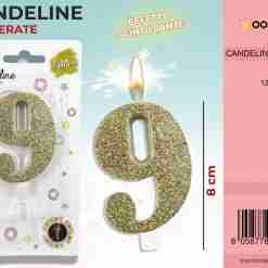 Candele Glitterate Oro 8cm N.9