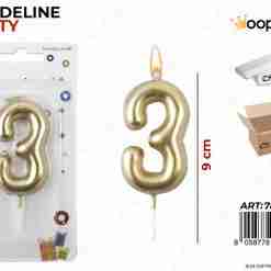Candeline N.3 Col. Oro 9cm