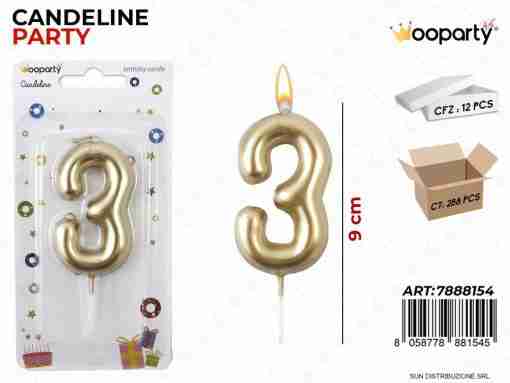 Candeline N.3 Col. Oro 9cm