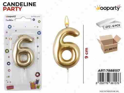 Candeline N.6 Col. Oro 9cm