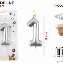 Candeline N.1 Col. Argento 9cm