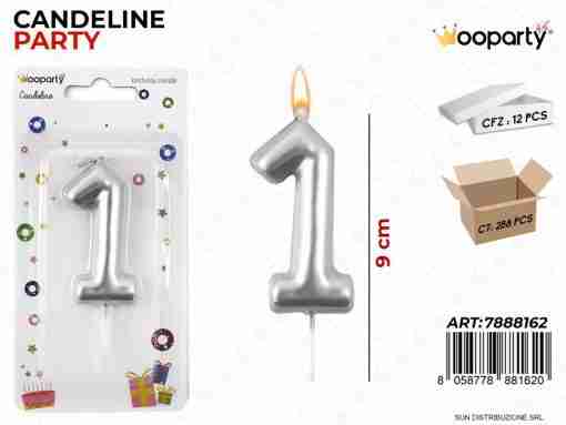 Candeline N.1 Col. Argento 9cm