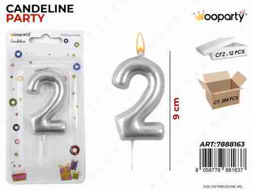 Candeline N.2 Col. Argento 9cm