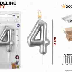 Candeline N.4 Col. Argento 9cm