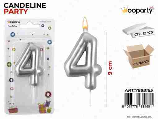Candeline N.4 Col. Argento 9cm