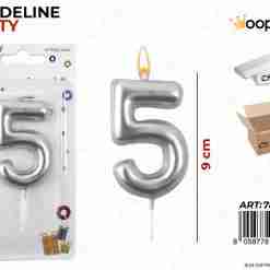 Candeline N.5 Col. Argento 9cm