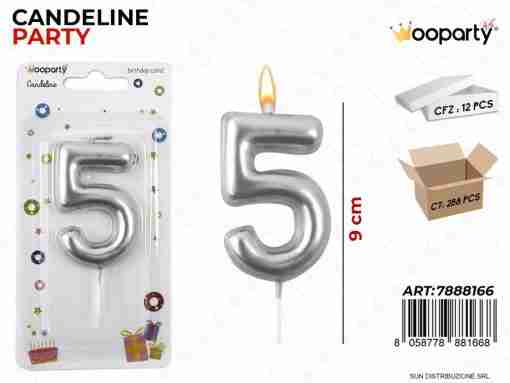 Candeline N.5 Col. Argento 9cm