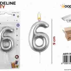 Candeline N.6 Col. Argento 9cm
