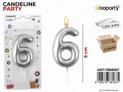 Candeline N.6 Col. Argento 9cm
