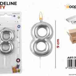 Candeline N.8 Col. Argento 9cm