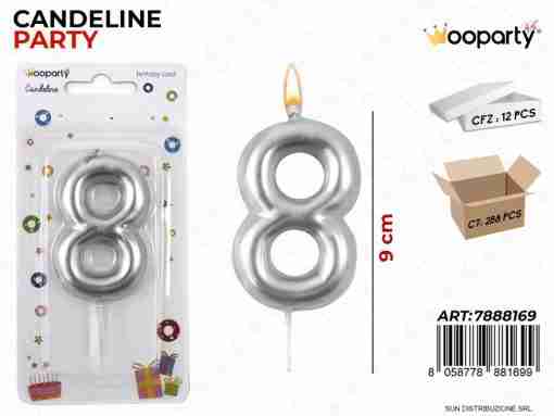 Candeline N.8 Col. Argento 9cm