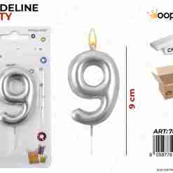 Candeline N.9 Col. Argento 9cm