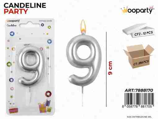 Candeline N.9 Col. Argento 9cm