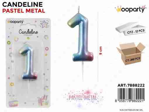 Candeline Pastel Metal N. 1 9cm