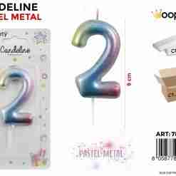 Candeline Pastel Metal N. 2 9cm