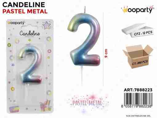 Candeline Pastel Metal N. 2 9cm