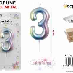 Candeline Pastel Metal N. 3 9cm