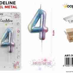 Candeline Pastel Metal N. 4 9cm