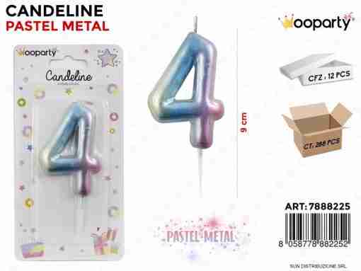 Candeline Pastel Metal N. 4 9cm