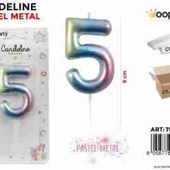 Candeline Pastel Metal N. 5 9cm