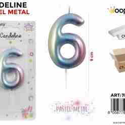 Candeline Pastel Metal N. 6 9cm