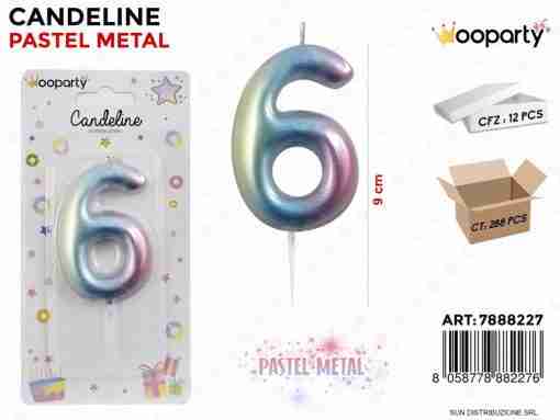 Candeline Pastel Metal N. 6 9cm