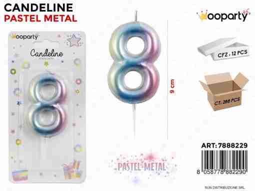 Candeline Pastel Metal N. 8 9cm