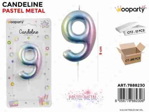 Candeline Pastel Metal N. 9 9cm
