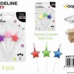 Candeline Stelle C/ Fiamma Colorata 3pcs Asspz Da 12**