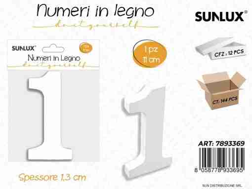 Numero 1 In Legno 11*1.3cm
