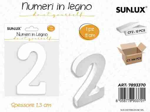 Numero 2 In Legno 11*1.3cm