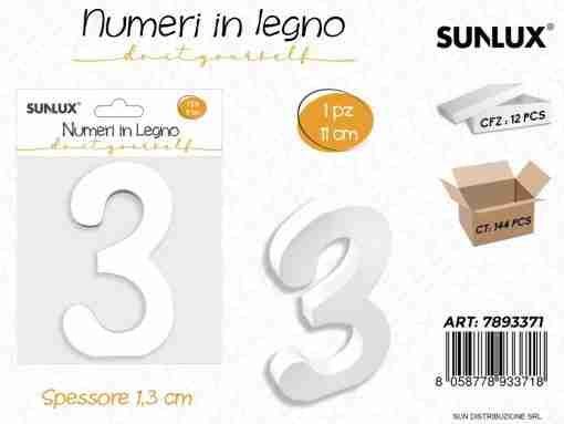 Numero 3 In Legno 11*1.3cm