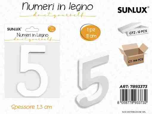 Numero 5 In Legno 11*1.3cm