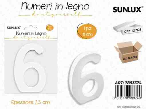 Numero 6 In Legno 11*1.3cm