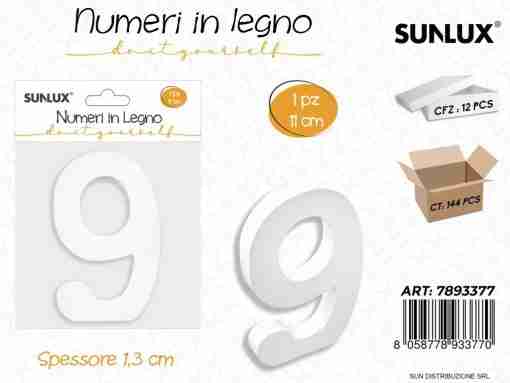 Numero 9 In Legno 11*1.3cm