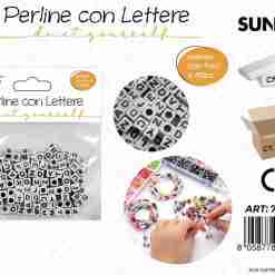 Perline Con Lettere Forate Bia*Nero 6*6mm 80pcs