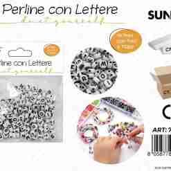 Perline Con Lettere Forate Bia*Nero 4*7mm 140pcs