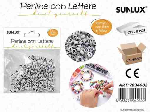Perline Con Lettere Forate Bia*Nero 4*7mm 140pcs