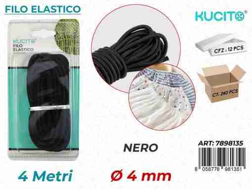 Filo Elastico Nero D.4mm*4mt